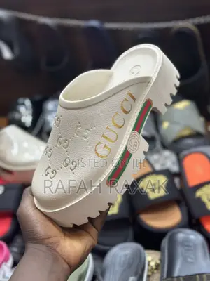 Original Cream Gucci Dapadans Big Sole Rubber Sandals