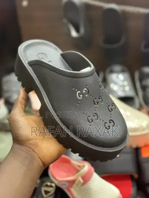 Original Black Gucci Dapadans Big Sole Rubber Sandals