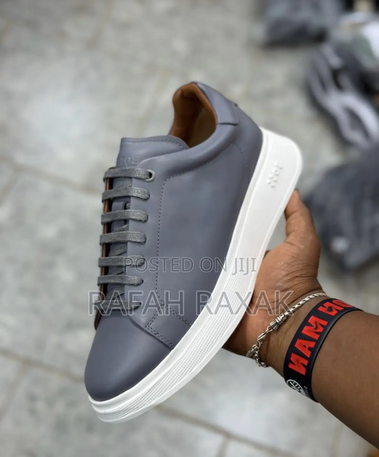 Original Men’S Grey Boss Smart Casual Leather Sneakers