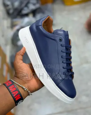 Original Blue Hugo Boss Smart Casual Leather Sneakers