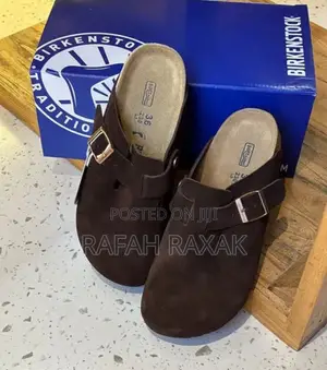 Original Dark Tan Suede Clog Birkenstock Boston Sandals