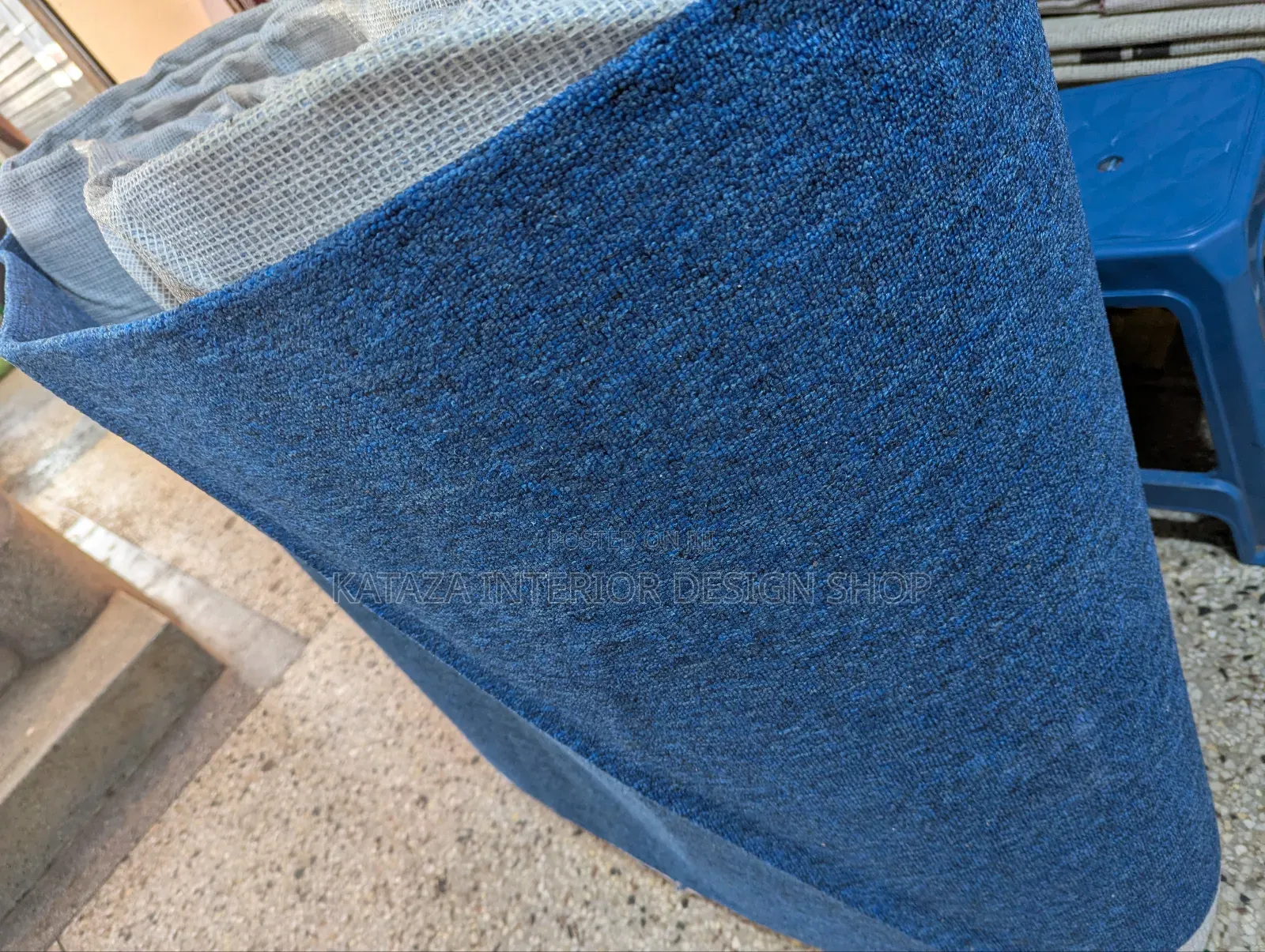 Light Blue Wall to Wall Woolen Carpet
