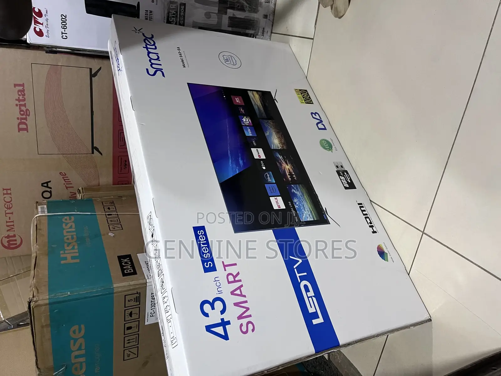Smartec 43” Frameless Smart Tv With Inbuilt Free Channels.
