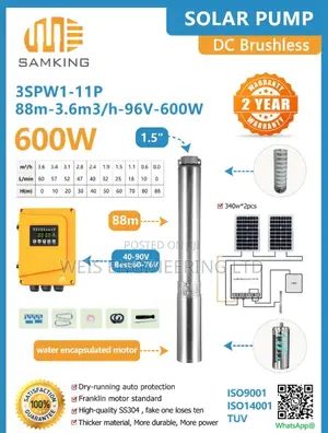 Good Quality Solar Submersible Pump 88 Meters Head and 3600 Litres