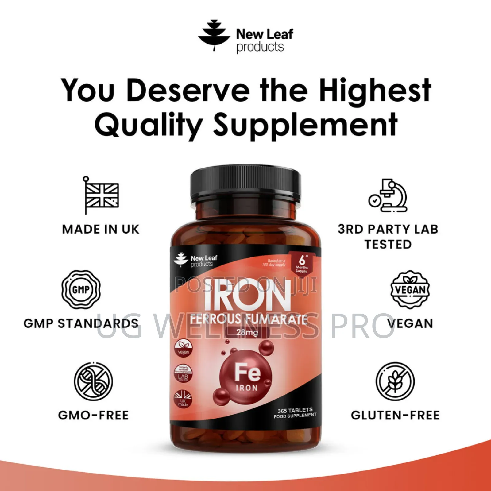 New Leaf Iron Ferrous Fumarate Tablets 6 Months Supply