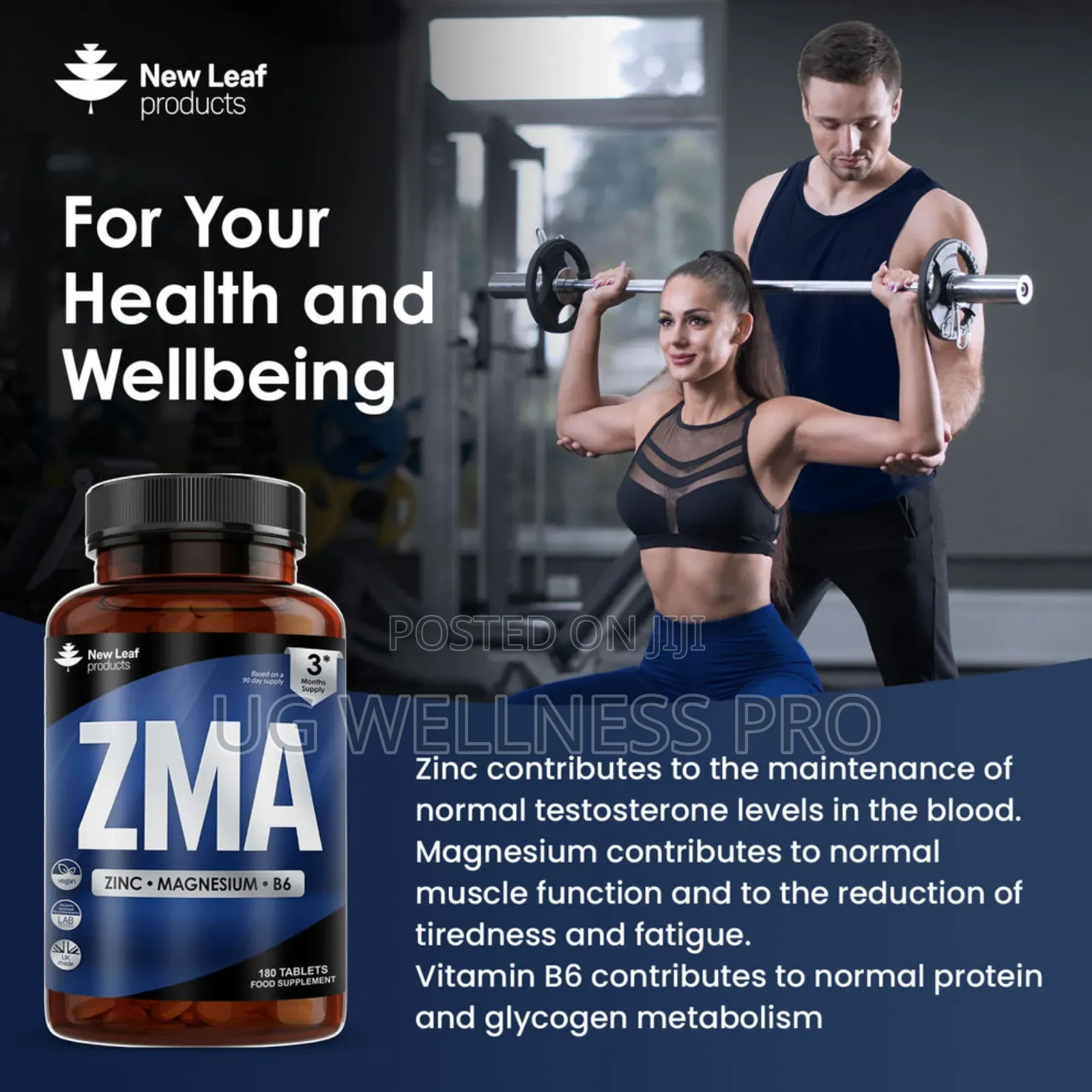 New Leaf Zinc Magnesium Vitamin B6 Zma Tablets 3 Month Supply