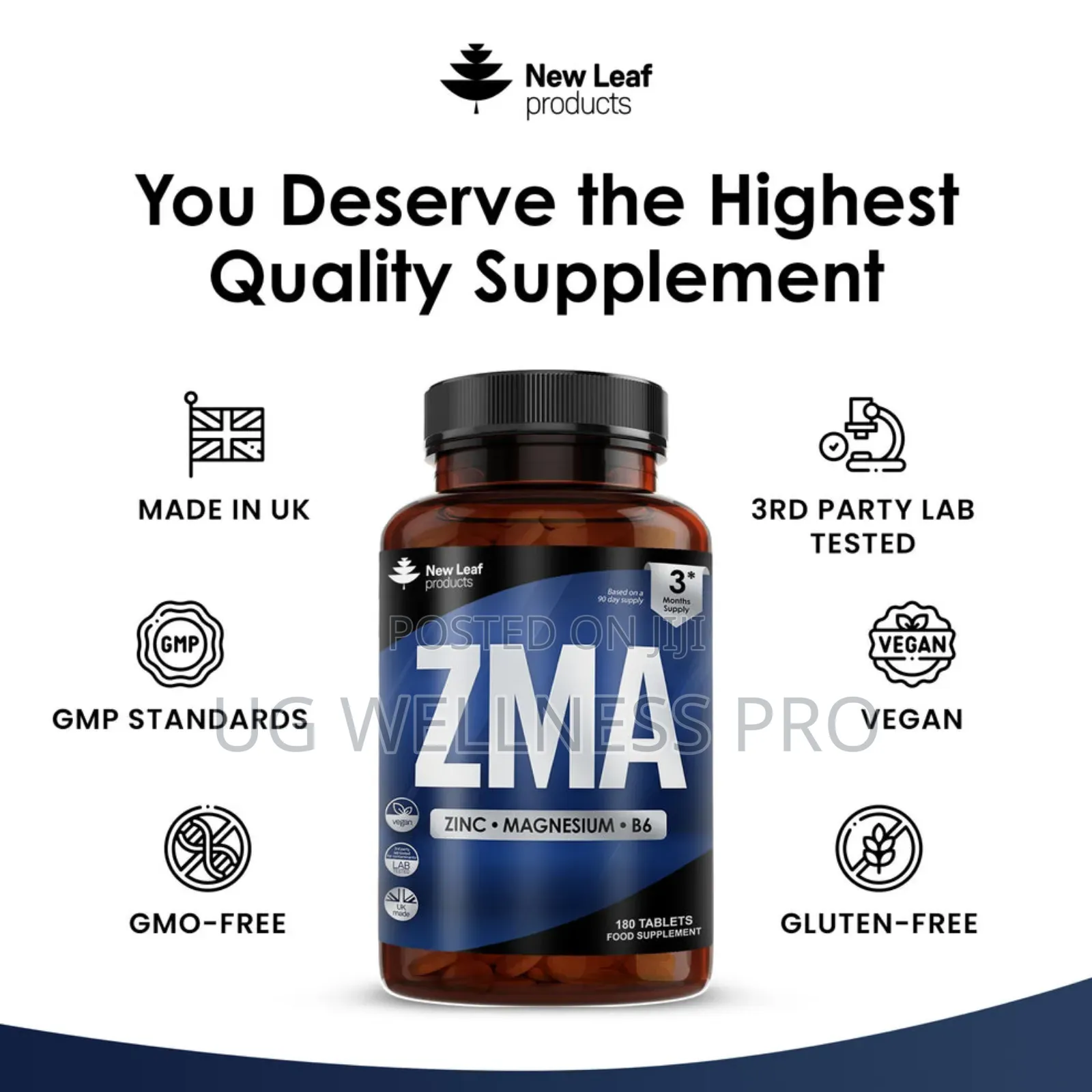 New Leaf Zinc Magnesium Vitamin B6 Zma Tablets 3 Month Supply