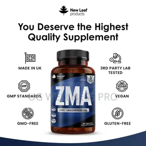 New Leaf Zinc Magnesium Vitamin B6 Zma Tablets 3 Month Supply