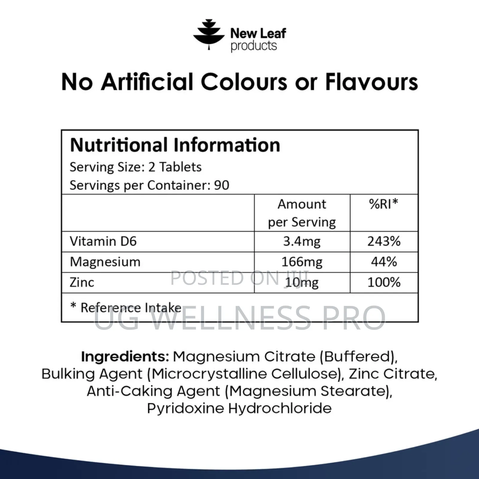 New Leaf Zinc Magnesium Vitamin B6 Zma Tablets 3 Month Supply