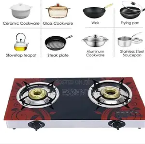 Pixel Double Burner Glass Gas Stove With Automatic Ignition