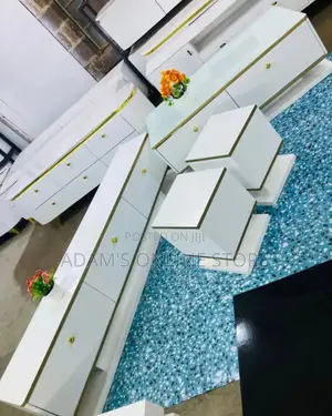 White Tv Stand Center Table and Stools Fully Set