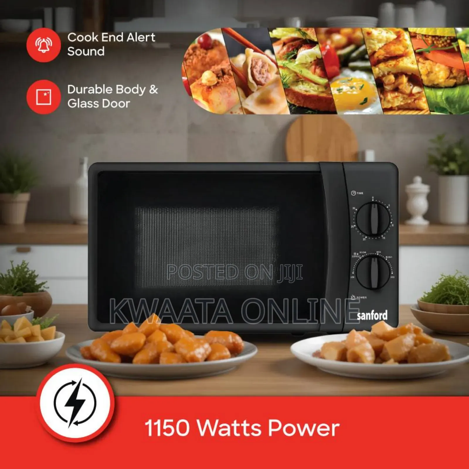 Sanford 20l Microwave Oven With 6 Power Levels, Defrost 30-Min Timer