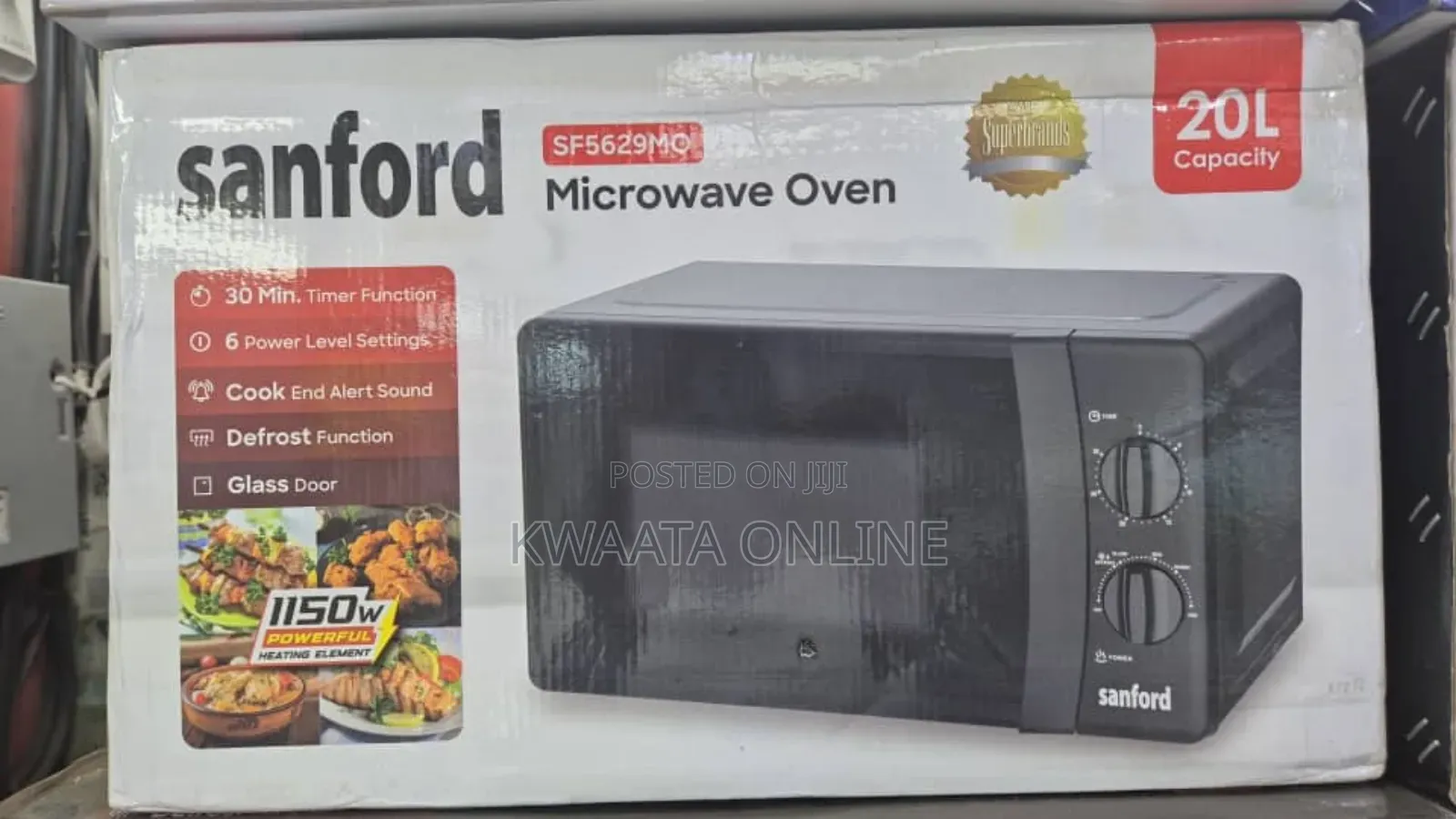 Sanford 20l Microwave Oven With 6 Power Levels, Defrost 30-Min Timer