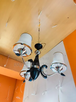 White, Silver and Black 3arm Ceiling Lamp