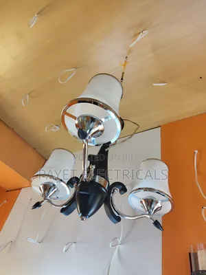 White, Silver and Black 3arm Ceiling Lamp