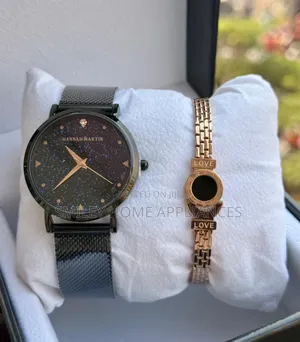 Hannah Martin Ladies Black Wrist Time Piece With Bracelet