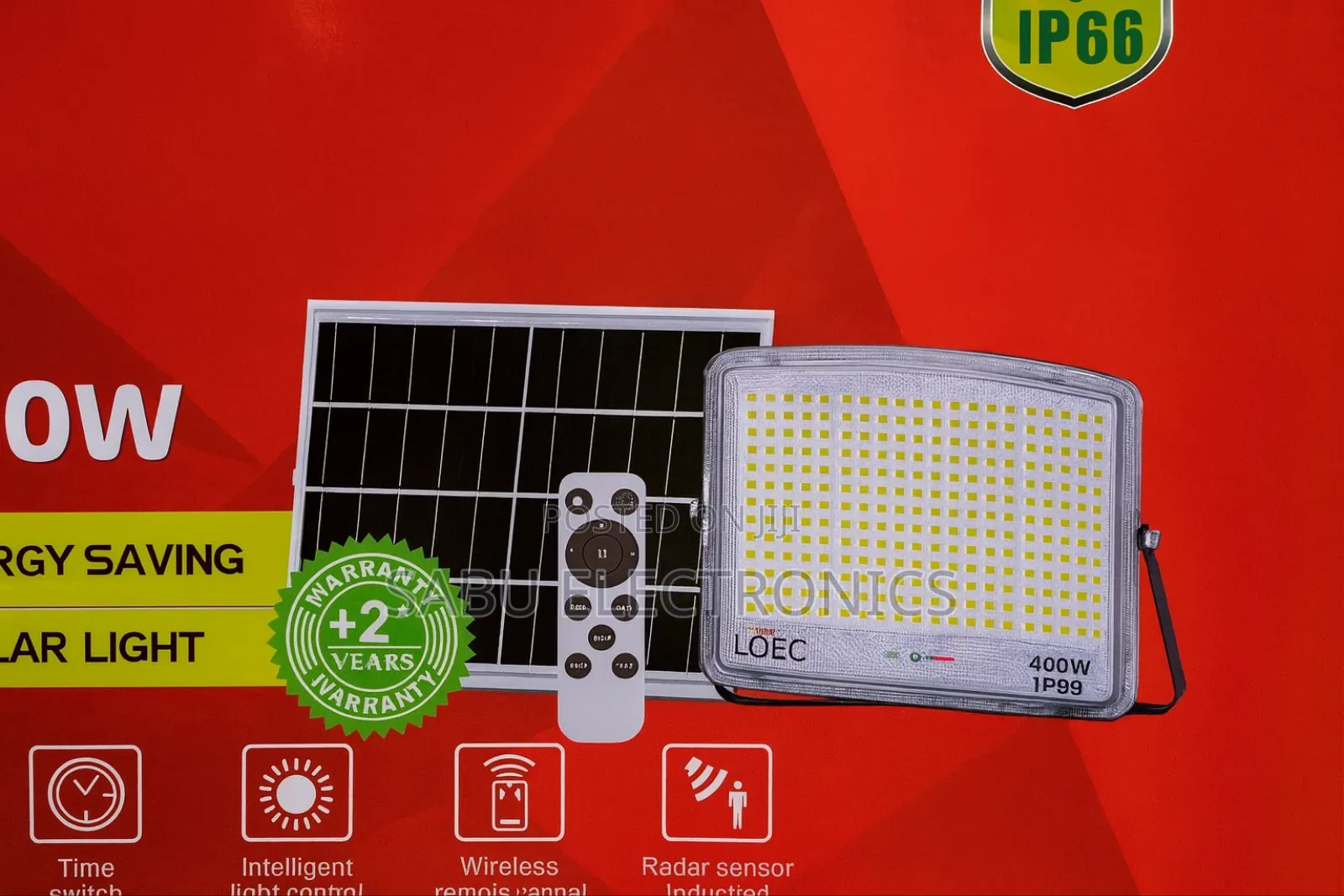 400w Solar Flood Light With Remote Control Motion Sensor –Waterproof