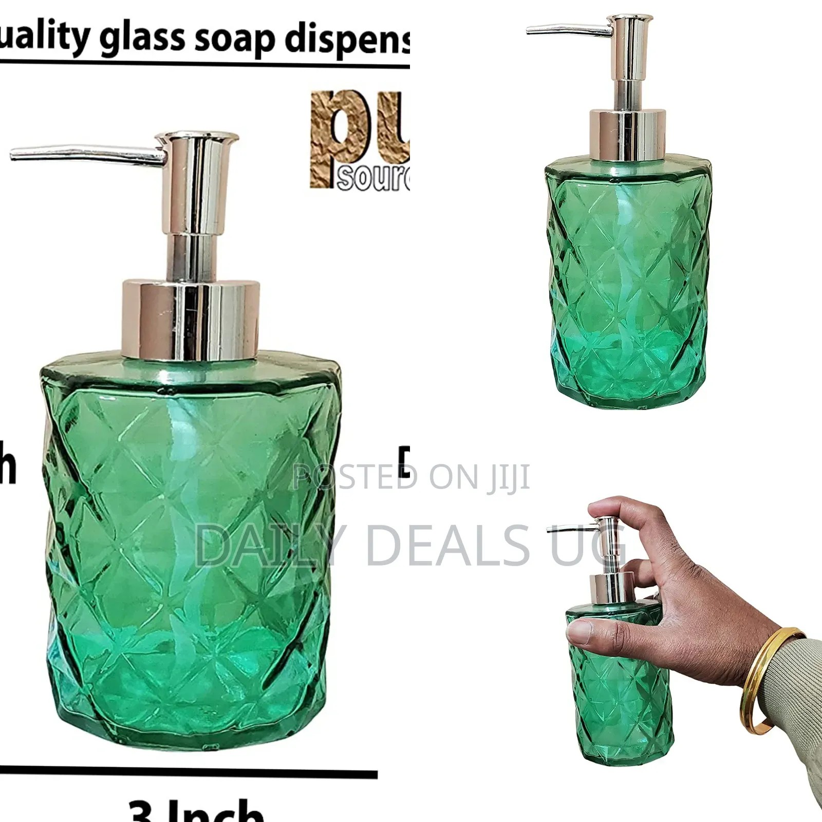 Green Glass Soap Dispenser