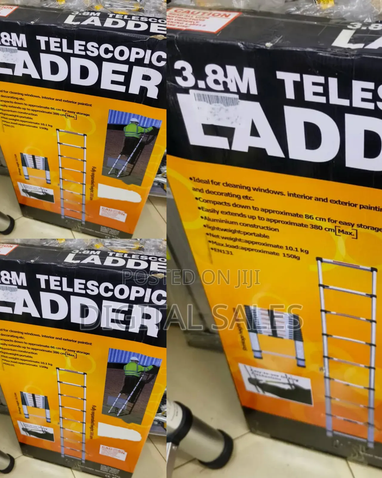 Adjustable 3.8m Telescopic Ladder