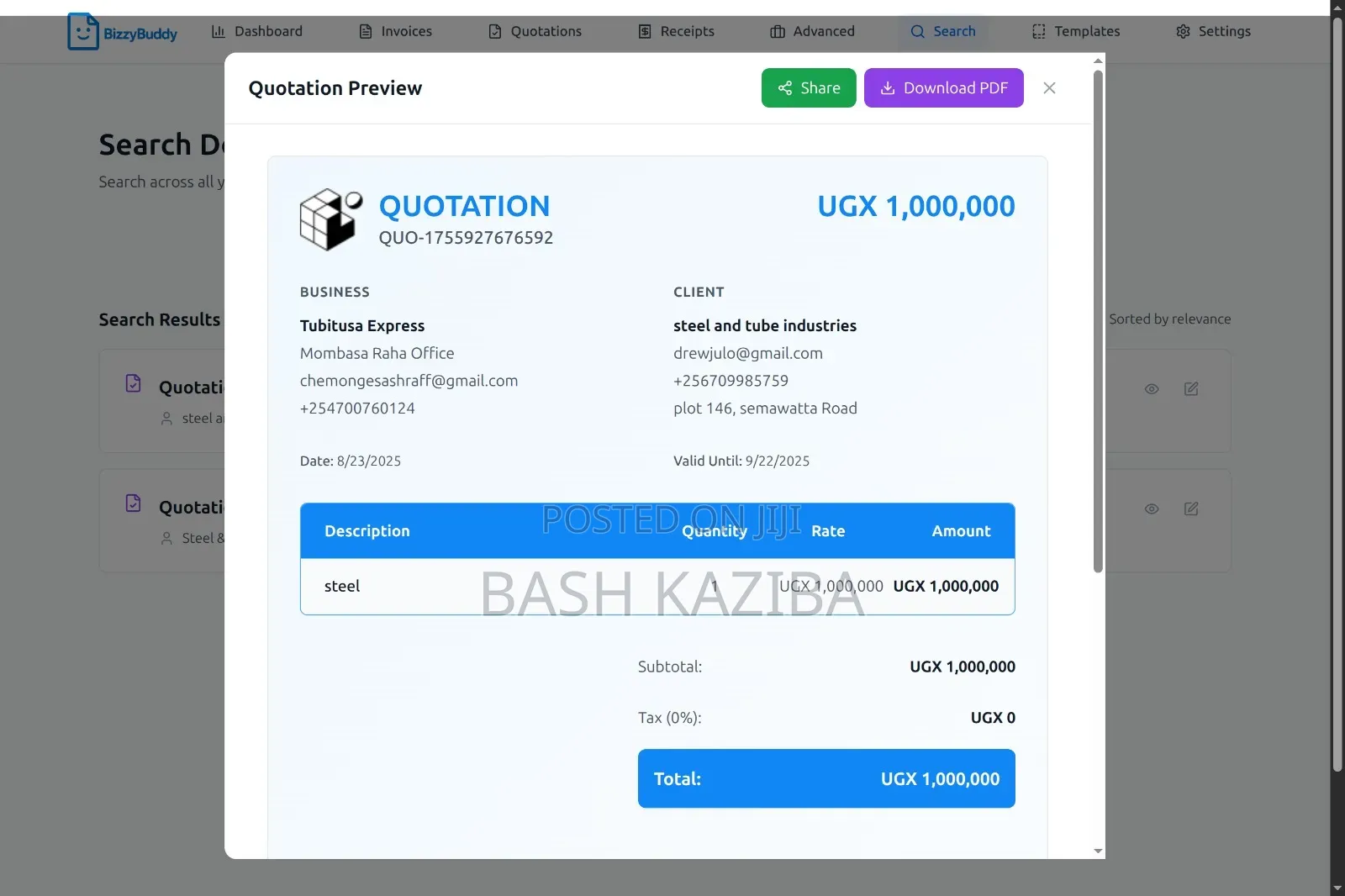 Bizzy Buddy Invoicing, Quotation and Receipting Tool