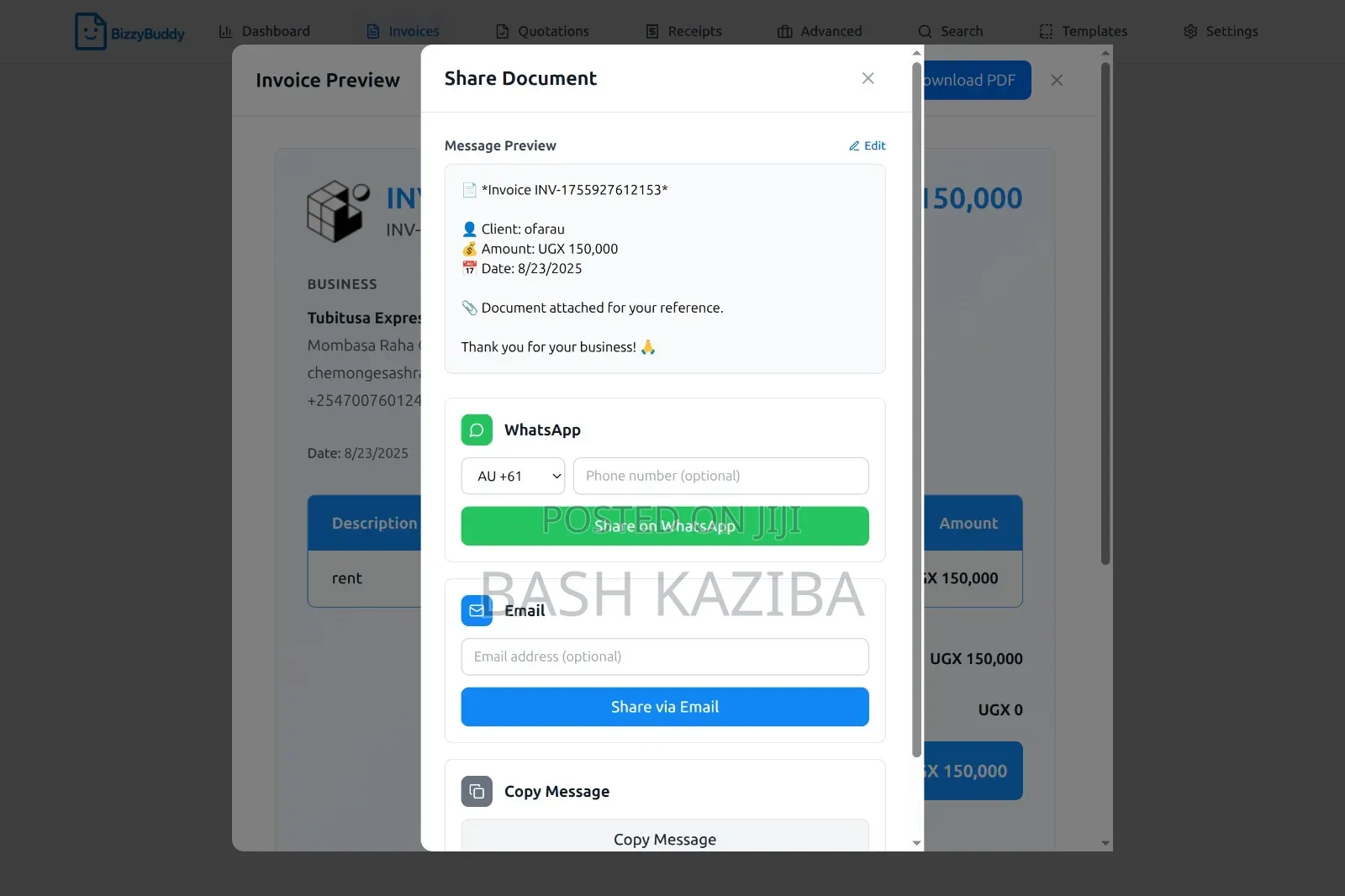 Bizzy Buddy Invoicing, Quotation and Receipting Tool