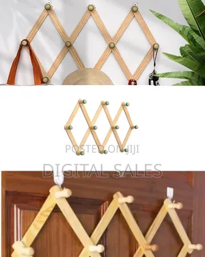 Wooden Mounted Hooks Organizer