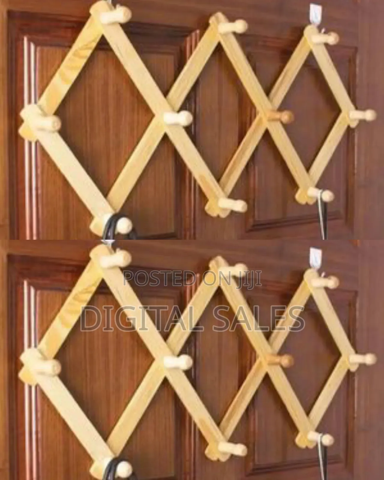 Wall Mounted Rack/Towel Holder 6 Hooks - Brown