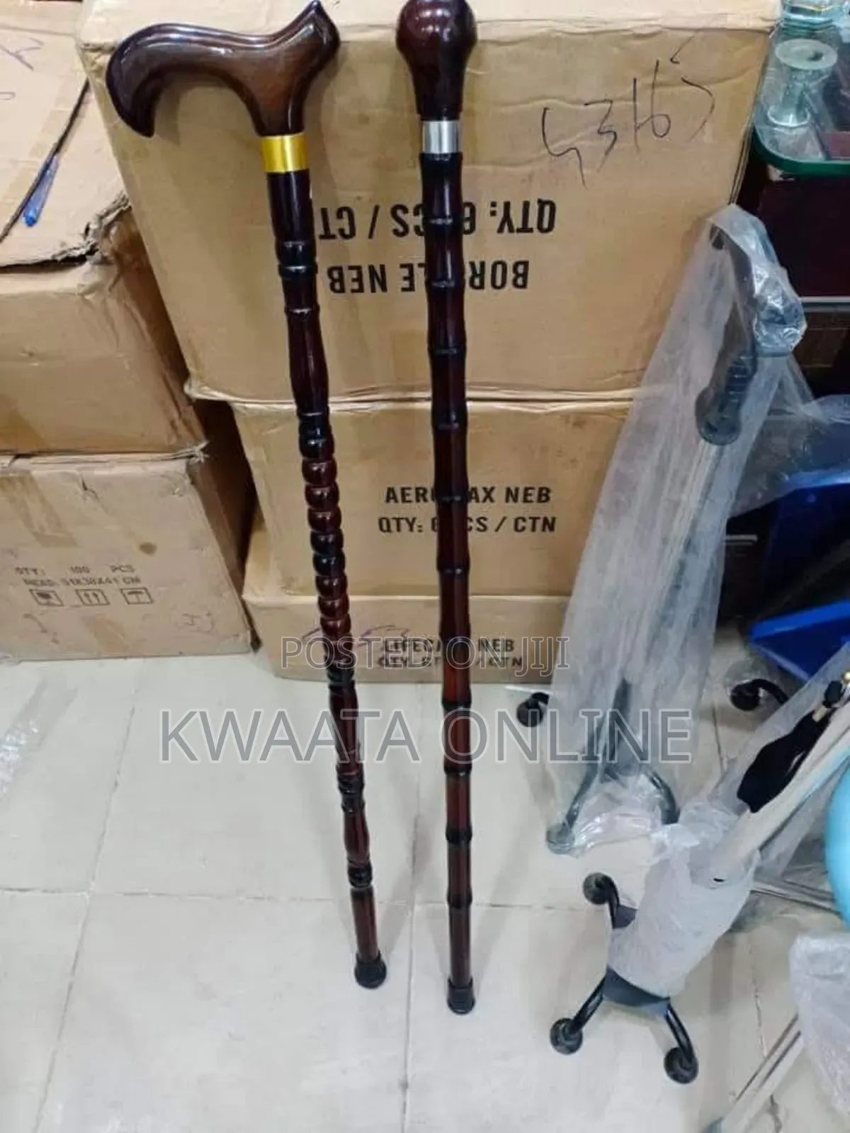 Wooden Mobility Walking Cane Stick With Curved Handle With Rubber Base