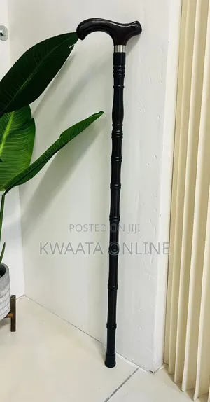 Wooden Mobility Walking Cane Stick With Curved Handle With Rubber Base