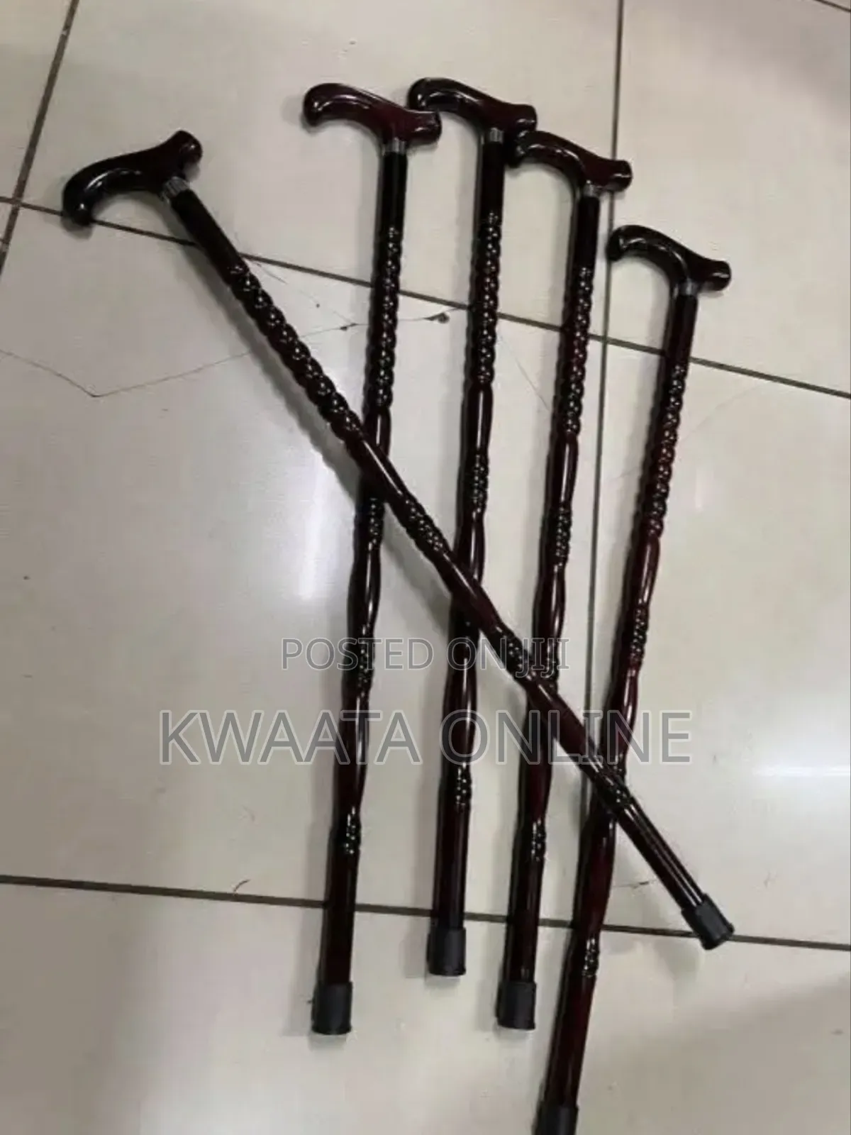 Wooden Mobility Walking Cane Stick With Curved Handle With Rubber Base