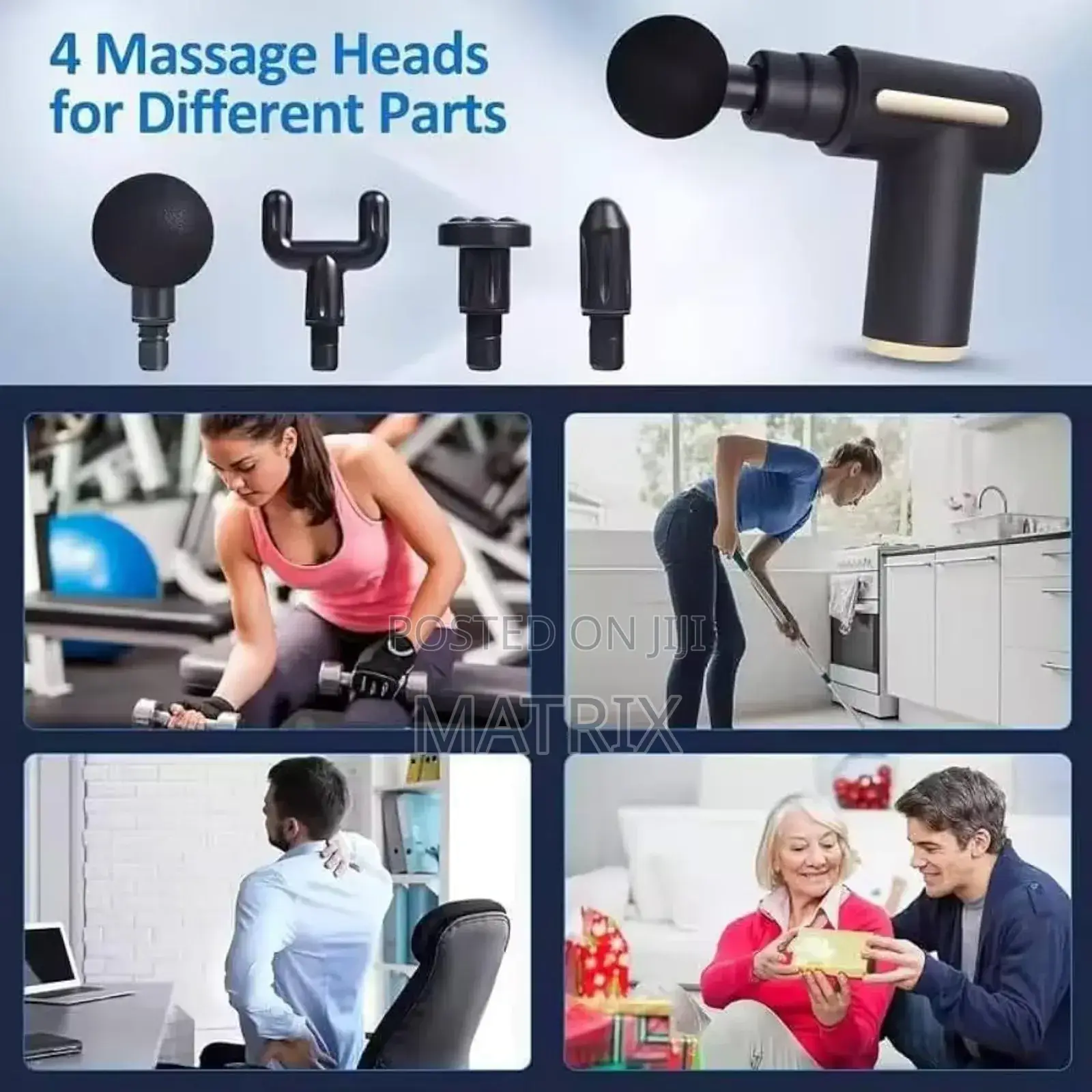 Krypton Rechargeable 6-in-1 Massager Gun - 5 Speed
