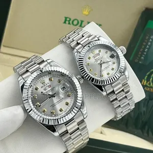 Silver Stainless Steel Rolex Couples' Wrist Original Time Piece