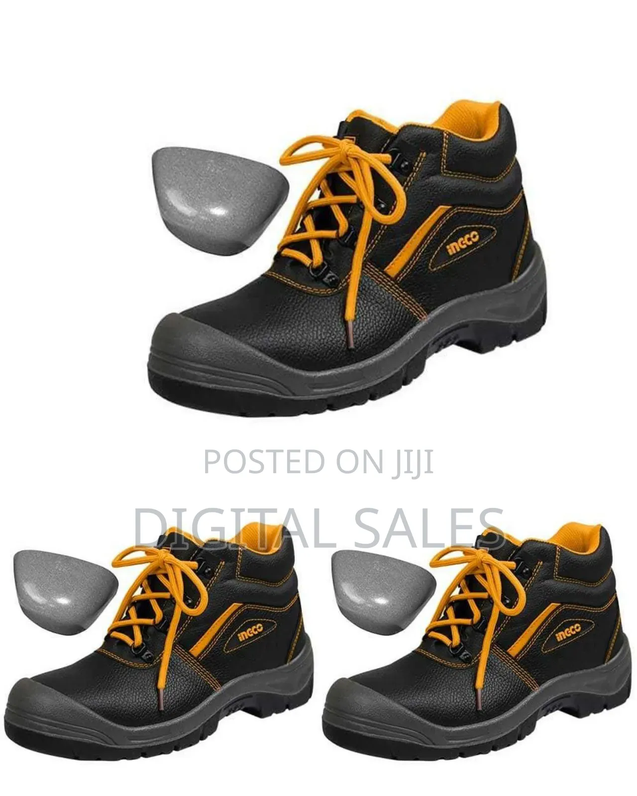 Ingco Safety Boots ( Size 40-46 ) - Black / Orange /
