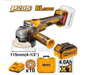 Ingco Lithium-Ion Angle Grinder 20v Battery and Charger Included