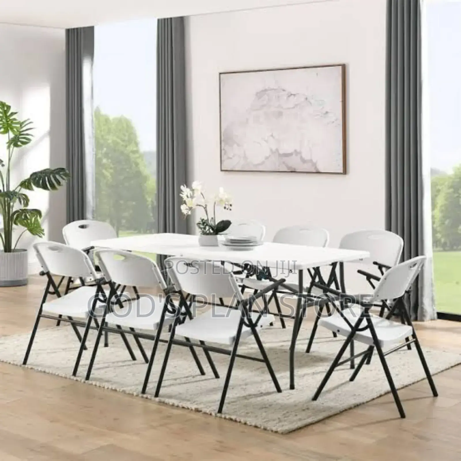 8 Foldable Chairs and Foldable Table for Bar ,Garden Restaurants