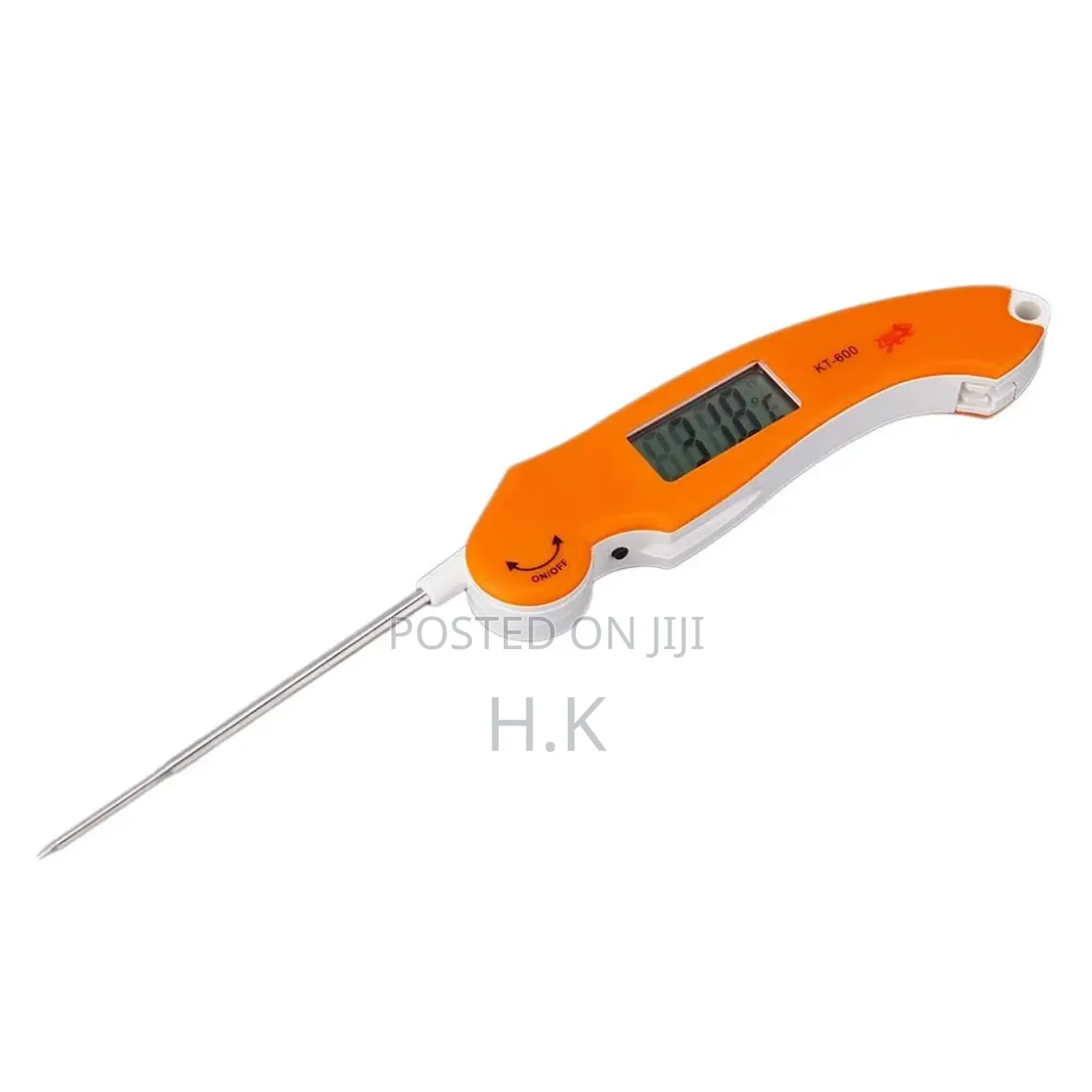 LCD Digital Kitchen Cooking Meat Thermometer Orange Foldable