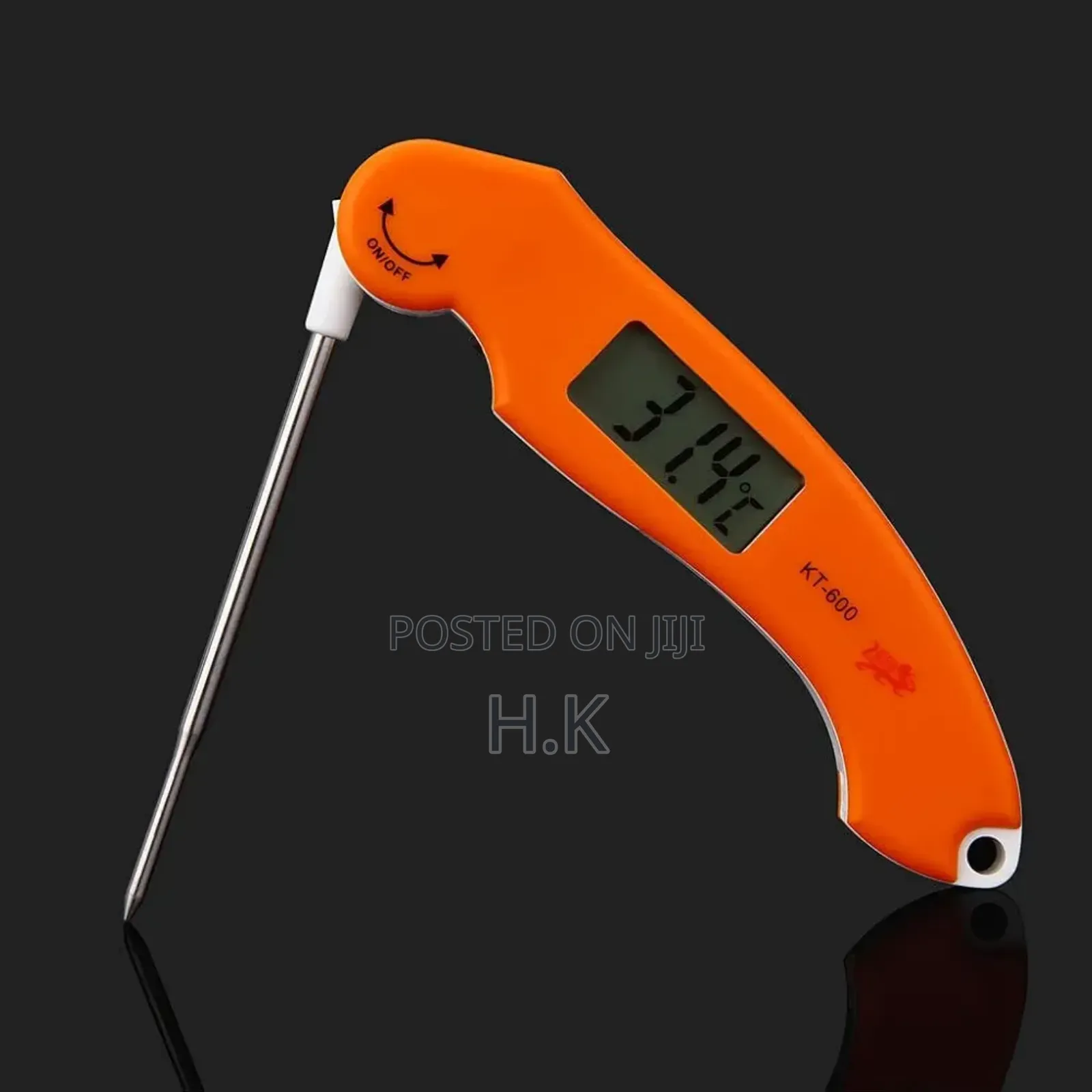 LCD Digital Kitchen Cooking Meat Thermometer Orange Foldable