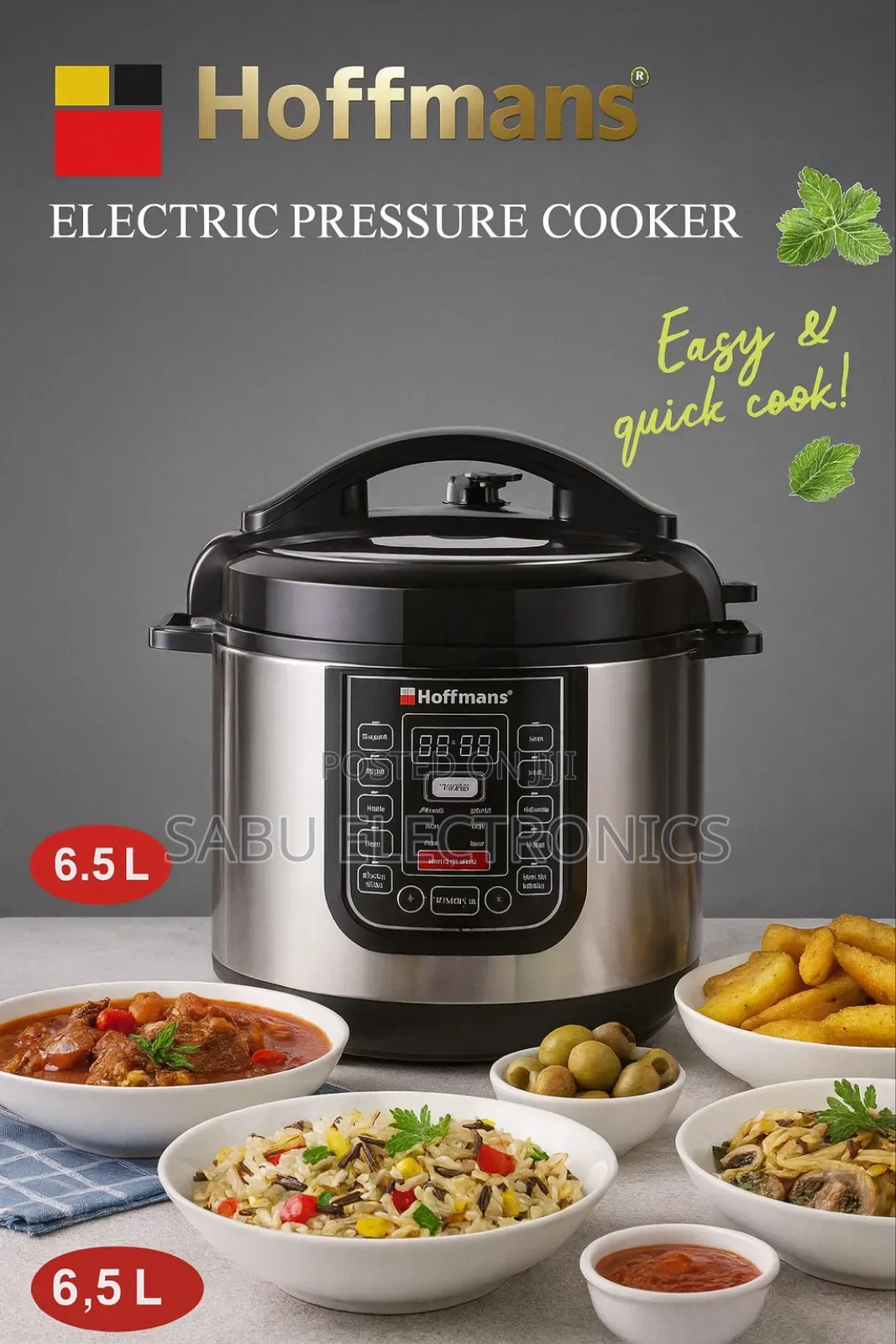 Hoffmans 6.5l Electric Pressure Cooker – Easy Quick Cooking!