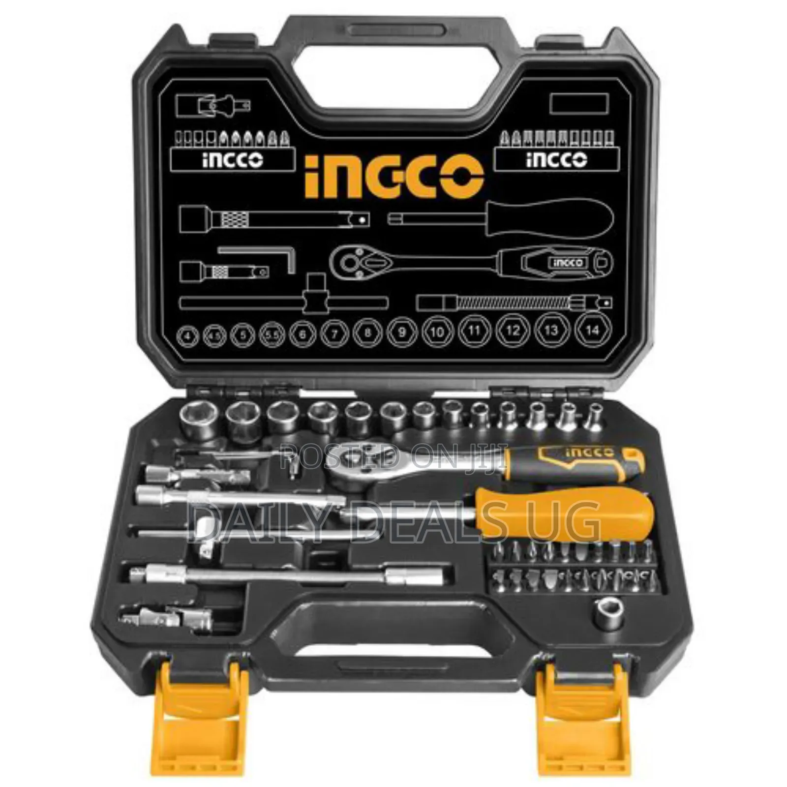 Ingco Hkts14451-45 PCS 1/4" Socket Set-Orange