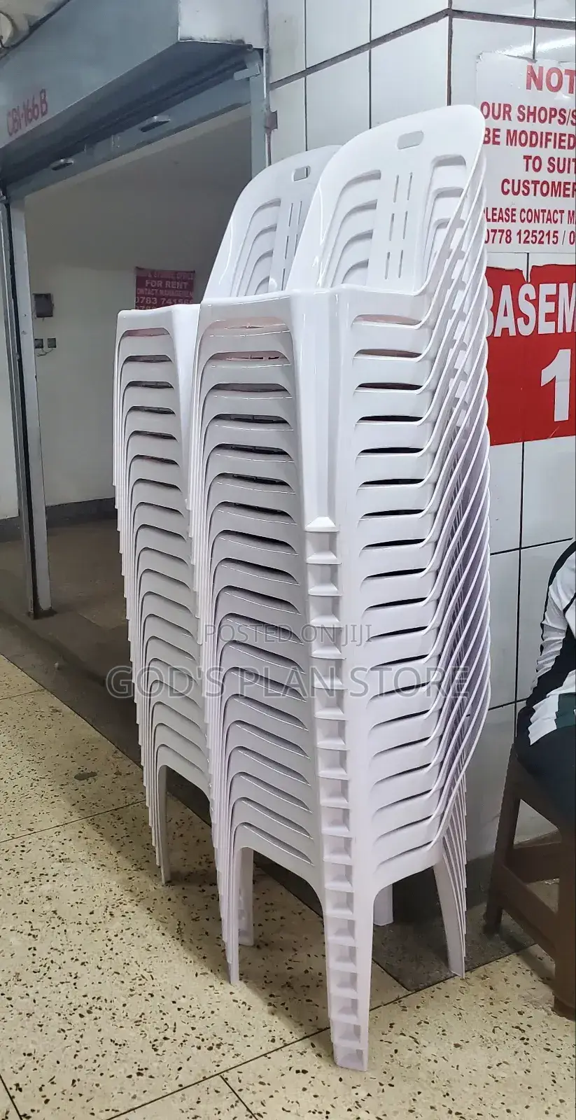 Auditorium Armless White Plastic Chairs