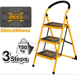 3 Step Ingco Steel Household Ladder Step Heavy Duty - Orange
