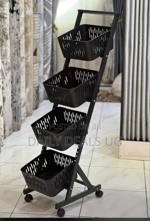 4-Tier Foldable Storage Rack With Basket