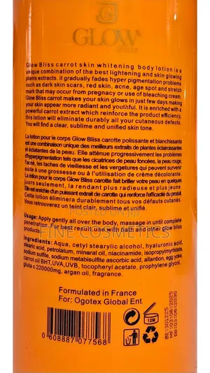 Glow Bliss | Advanced Skin Lightening Half Cast Carrot Body Lotion.