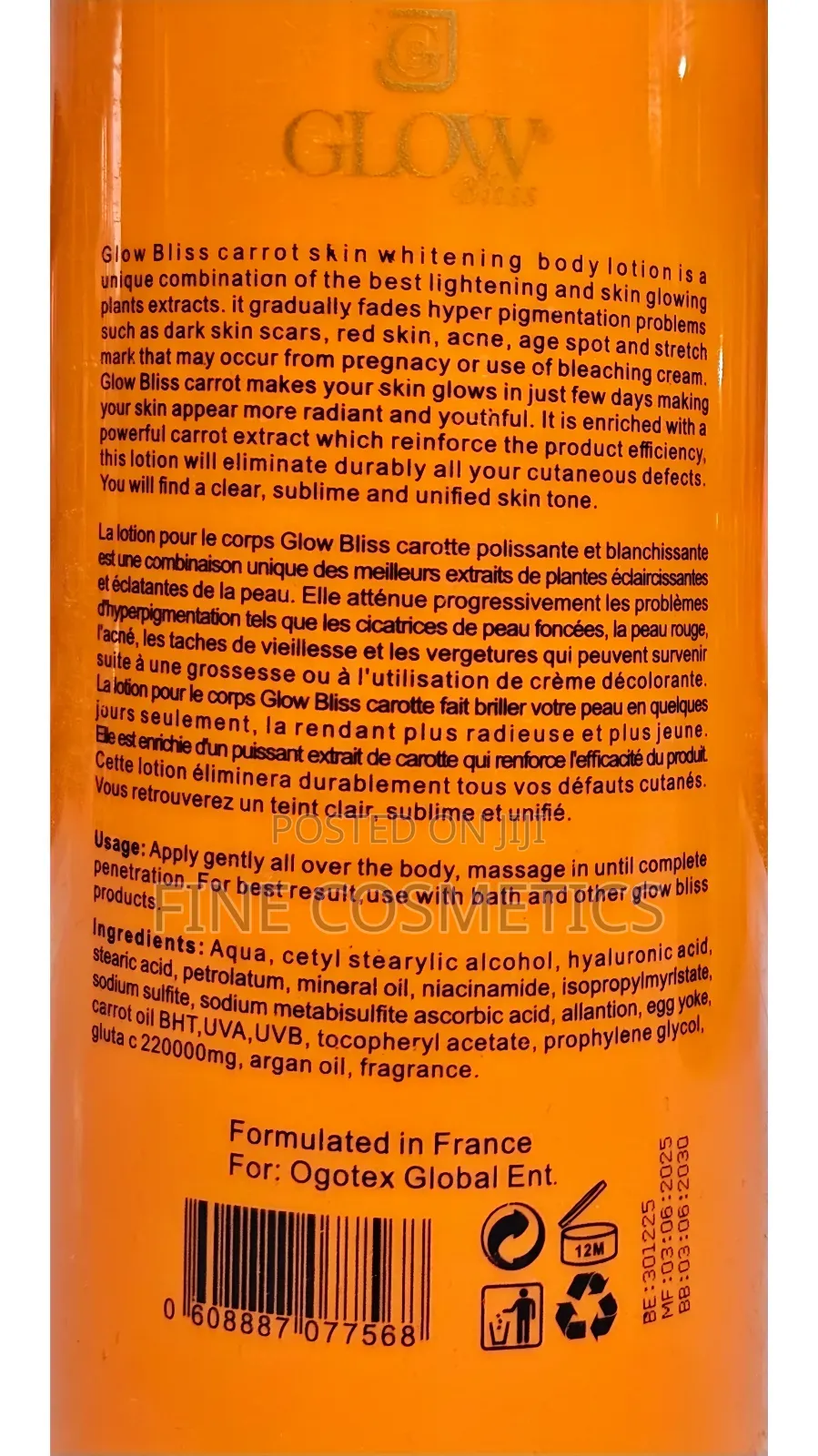 Glow Bliss | Advanced Skin Lightening Half Cast Carrot Body Lotion.