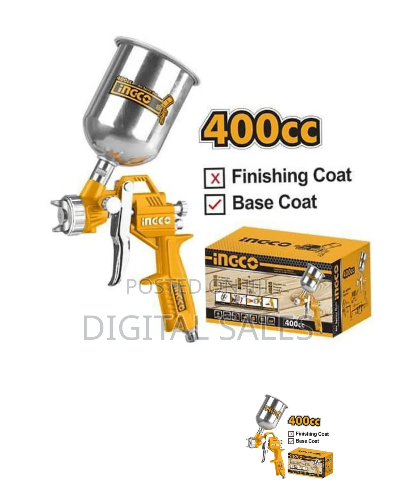 Ingco Air Spray Gun - Silver, Orange