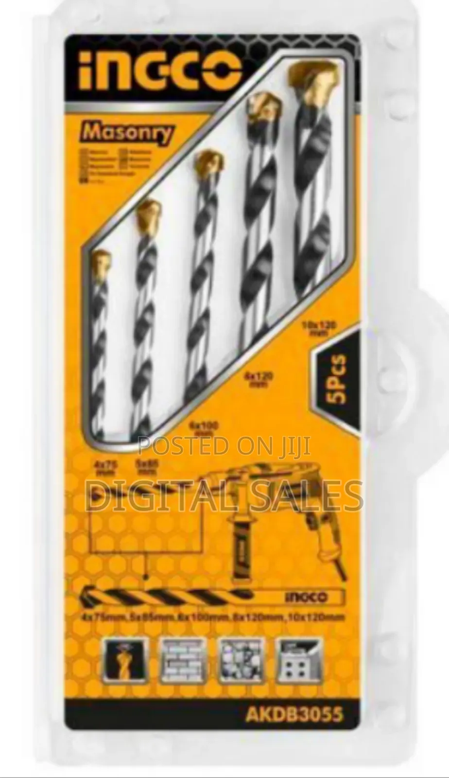 Ingco 5pcs Masonry Drill Bit Set
