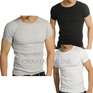 Yarrison Undershirts Round Neck Crew White, Black, Grey 3 Piece Pack