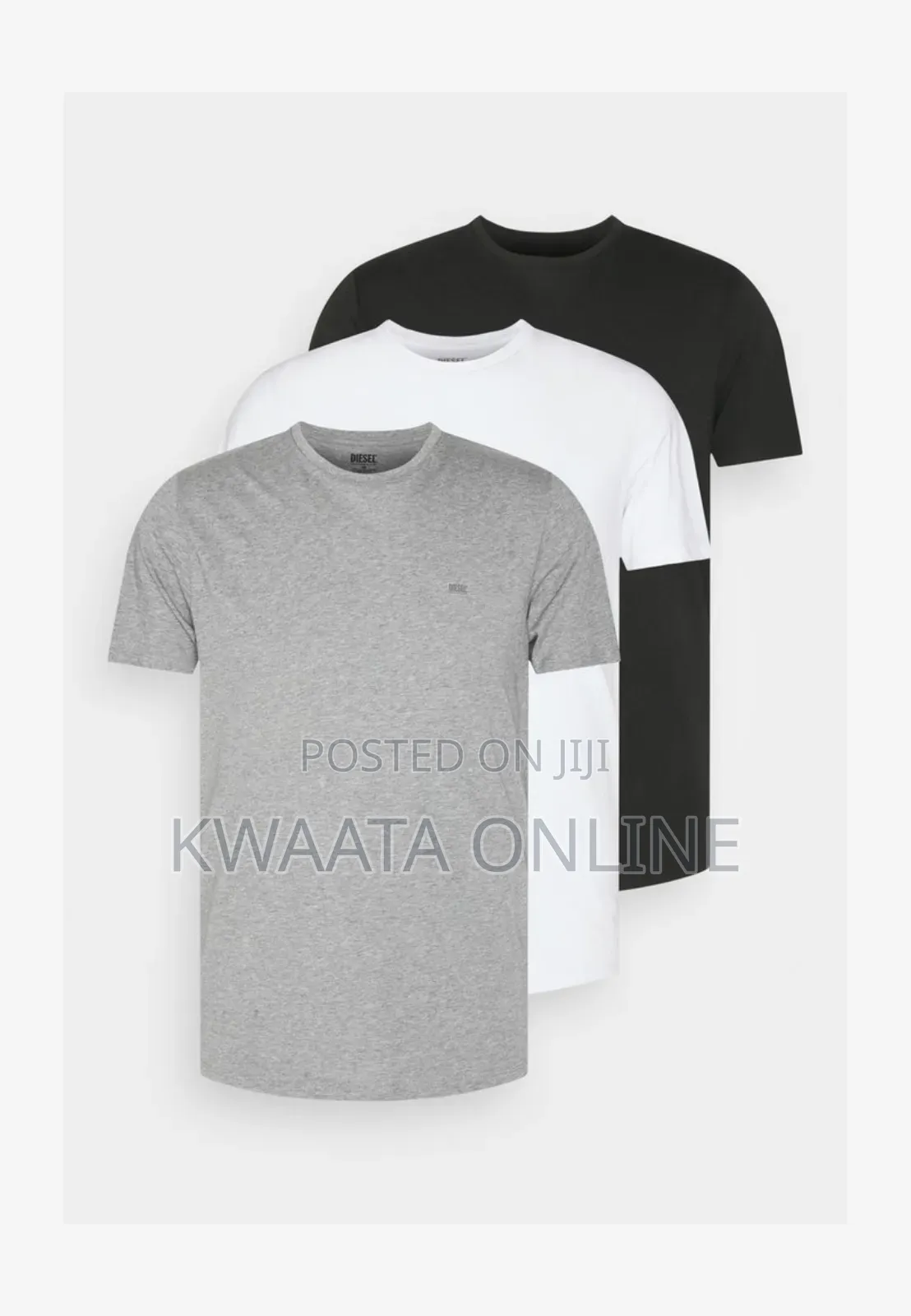 Yarrison Undershirts Round Neck Crew White, Black, Grey 3 Piece Pack