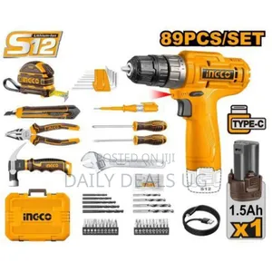 Ingco 12v Cordless Drill With 89-PCS Tool Bag