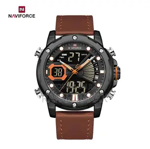 Men’S Classic Brown Naviforce Water Resistant Leather Watch